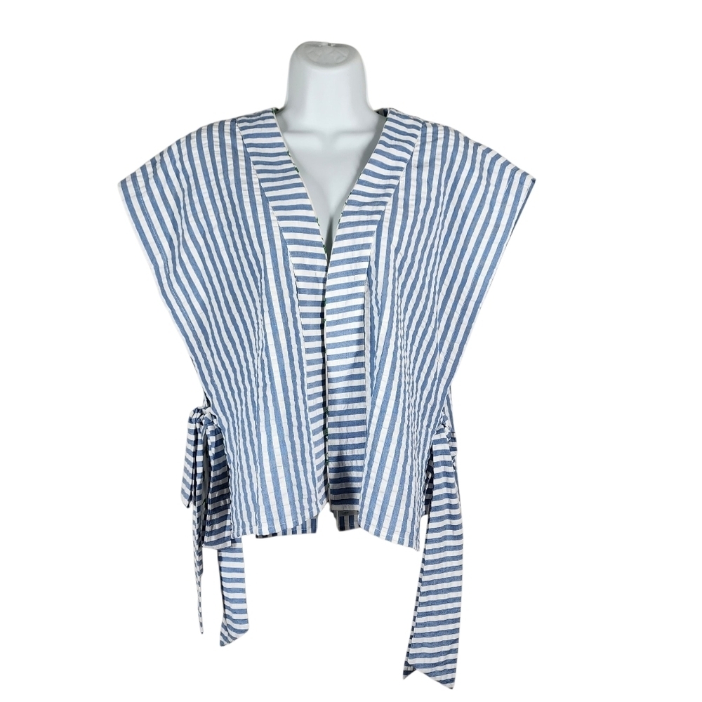 MAEVE STRIPED OPEN FRONT TOP